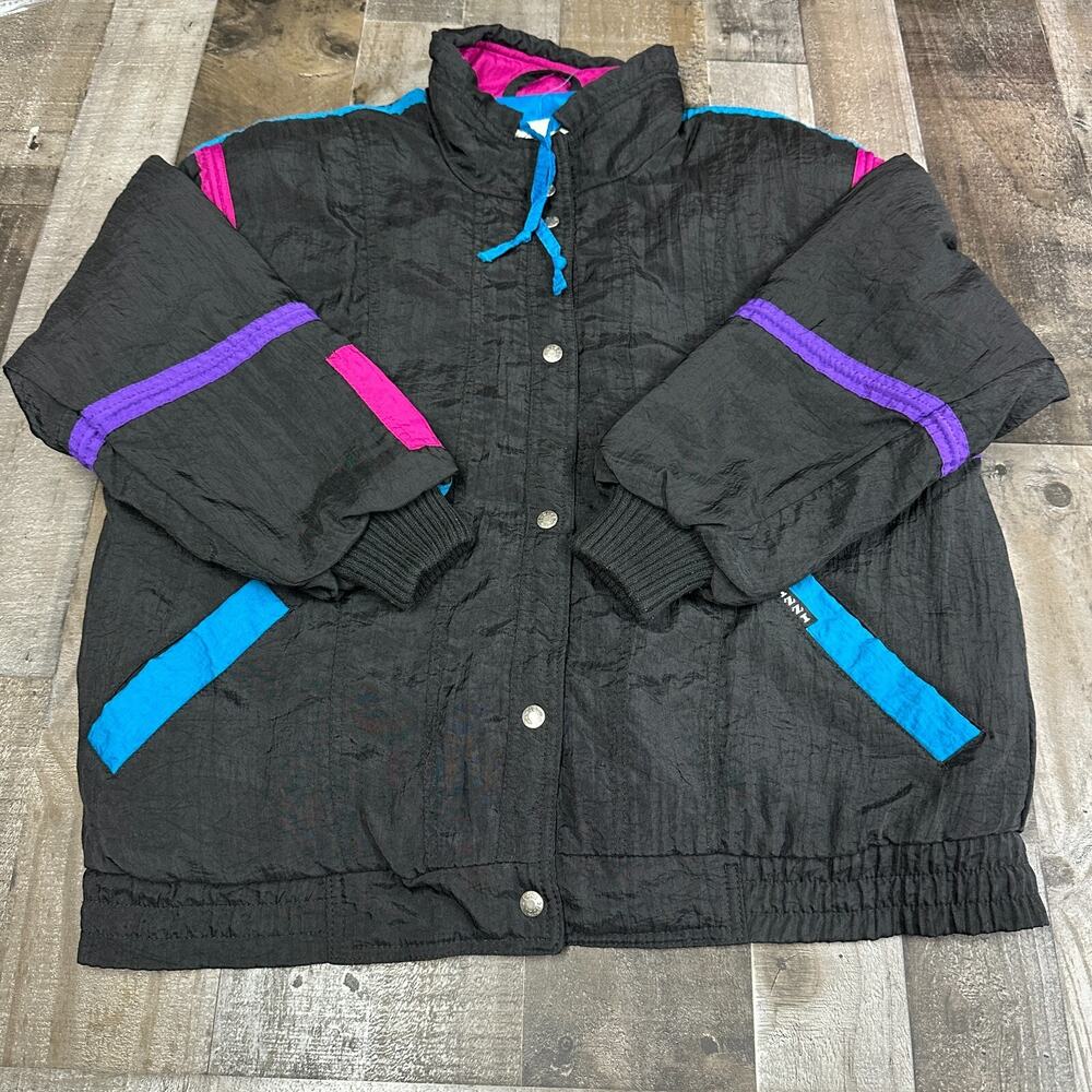 Izzi Size Large Women Vintage Snow Jacket 90’s‎ Black Pink Blue